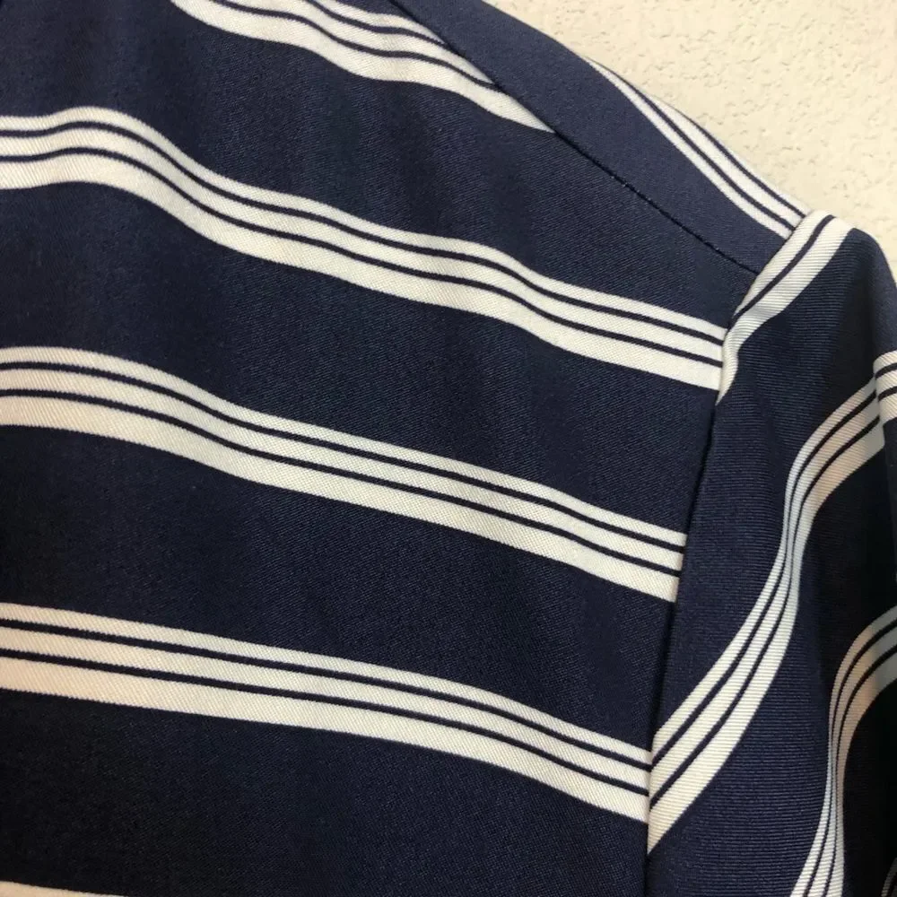 Lands End Women's Plus Size Rayon Short Sleeve Button Front Dress Striped Sz 1X